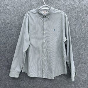 Penguin Men's Button Down Shirt XL, Heritage Slim Fit, 100% Cotton, Blue Stripe